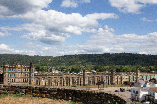 West Virginia Penitentiary photo taken from the top of the mound