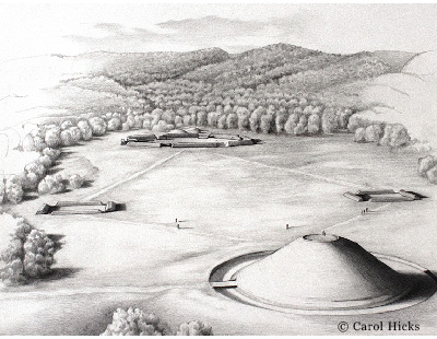 Grave Creek, Mammoth Mound,archaeological reconstruction illustration