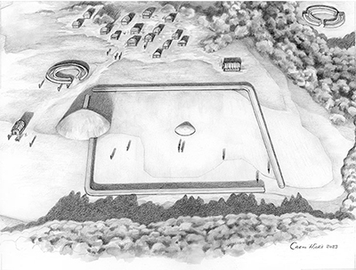 Jeffers Mound, archaeological reconstruction illustration